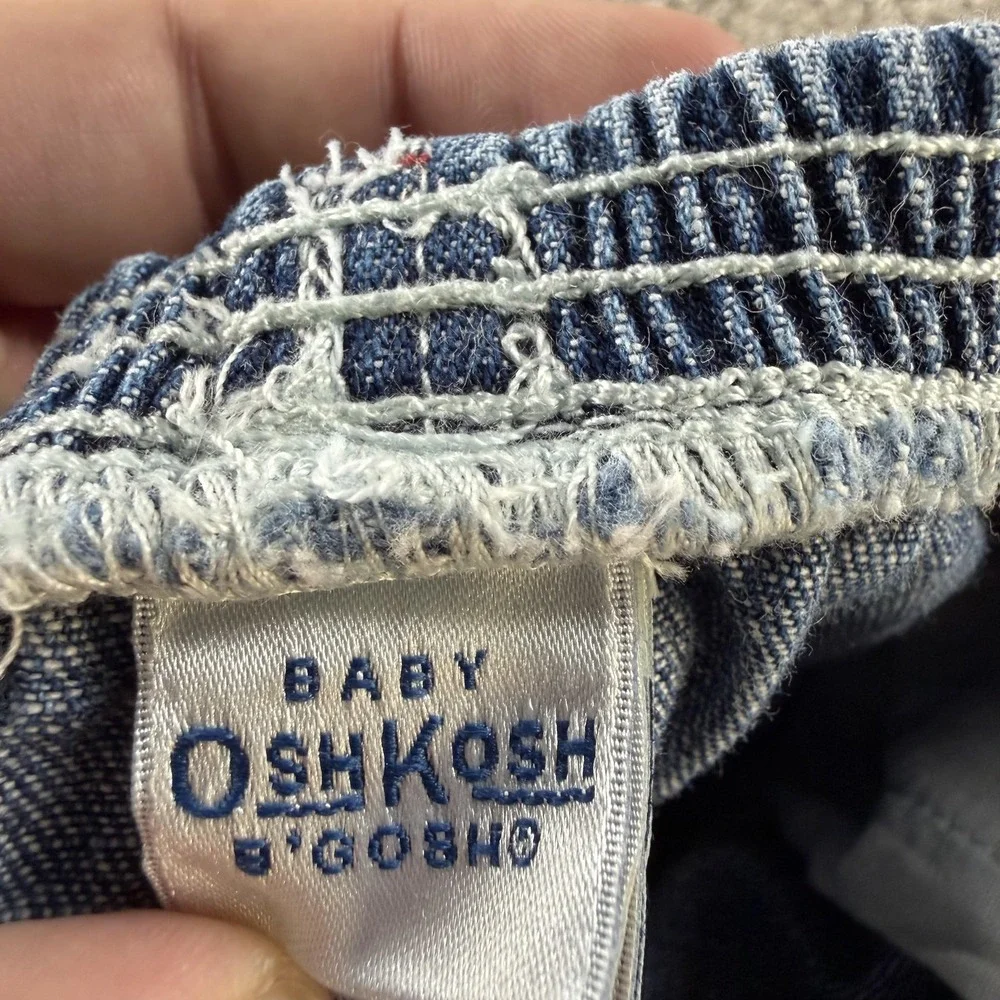 Vintage OshKosh B'gosh Cargo Jeans Baby 6-9 Months Denim Elastic Waist Bear Boys